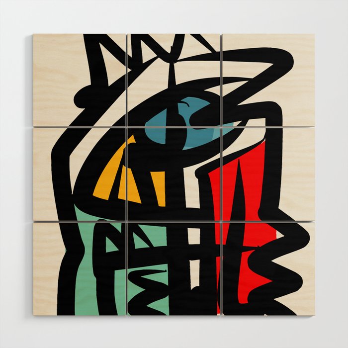Street art abstract portrait pop Wood Wall Art Gallery Image 1
