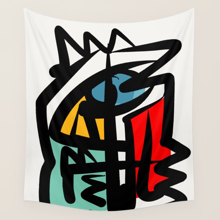 Street art abstract portrait pop Wall Tapestry Gallery Image 1