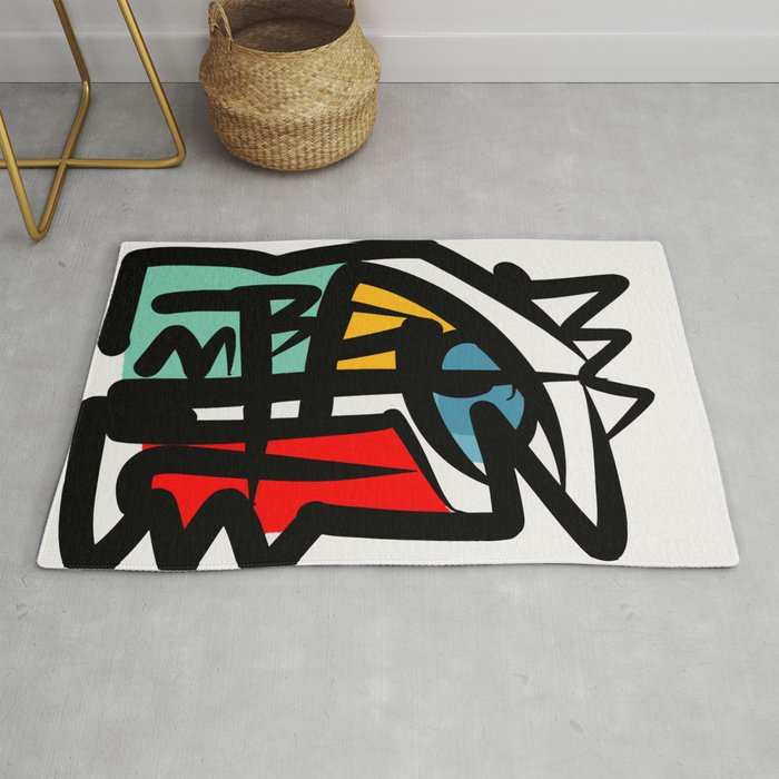 Street art abstract portrait pop Rug Gallery Image 1