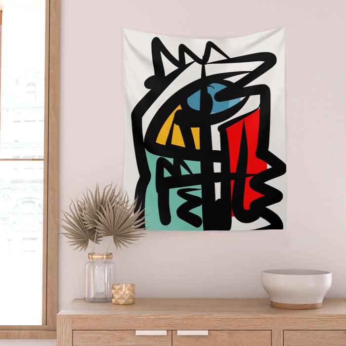 Street art abstract portrait pop Wall Tapestry Gallery Image 2