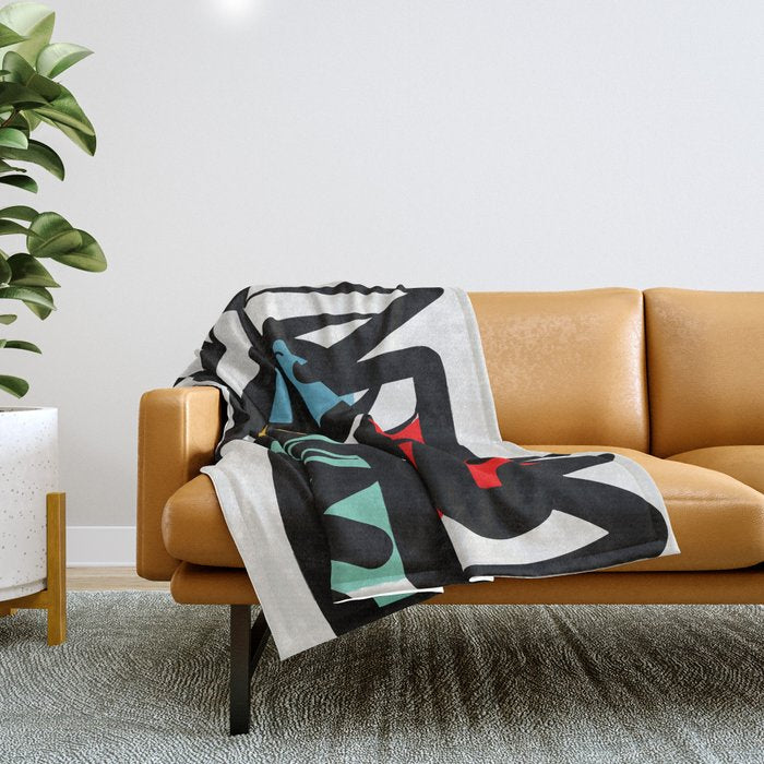 Street art abstract portrait pop Throw Blanket Gallery Image 1
