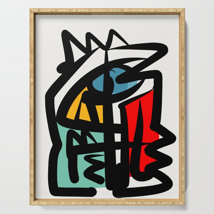 Street art abstract portrait pop Serving Tray Gallery Image 1
