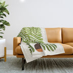 Summer Fern Simple Modern Watercolor Throw Blanket Gallery Image 1