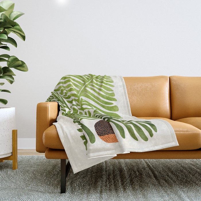 Summer Fern Simple Modern Watercolor Throw Blanket Gallery Image 1