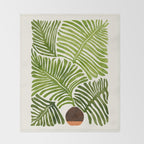 Summer Fern Simple Modern Watercolor Throw Blanket Gallery Image 2