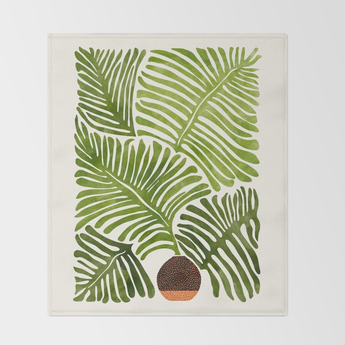Summer Fern Simple Modern Watercolor Throw Blanket Gallery Image 2