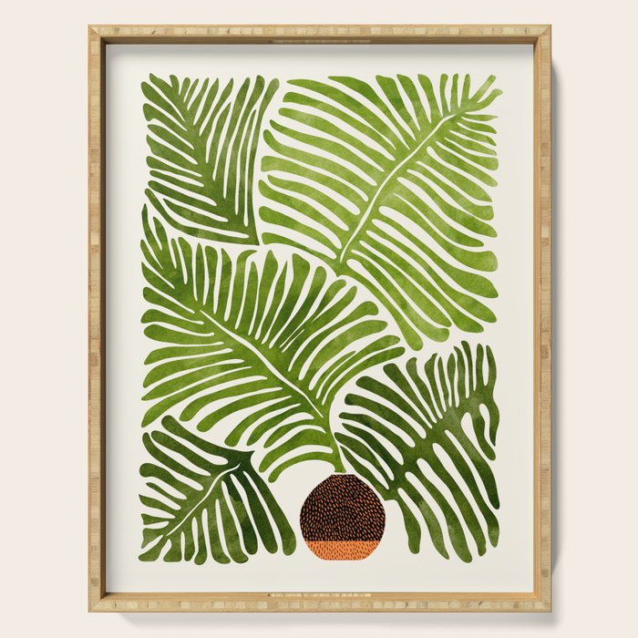 Summer Fern Simple Modern Watercolor Serving Tray Gallery Image 1
