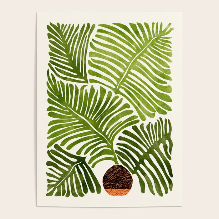 Summer Fern Simple Modern Watercolor Poster Gallery Image 1