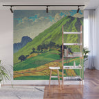 Iksey Crossing - Summer Green Mountain Ukiyoe Nature Landscape Wall Mural Gallery Image 1