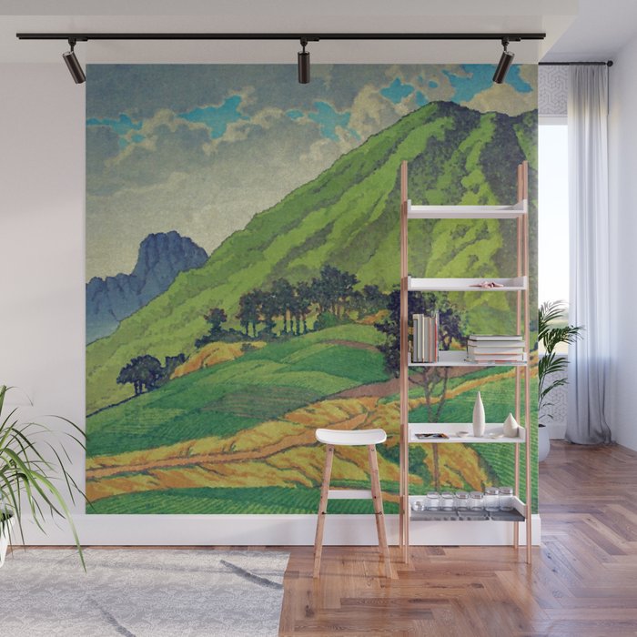 Iksey Crossing - Summer Green Mountain Ukiyoe Nature Landscape Wall Mural Gallery Image 1