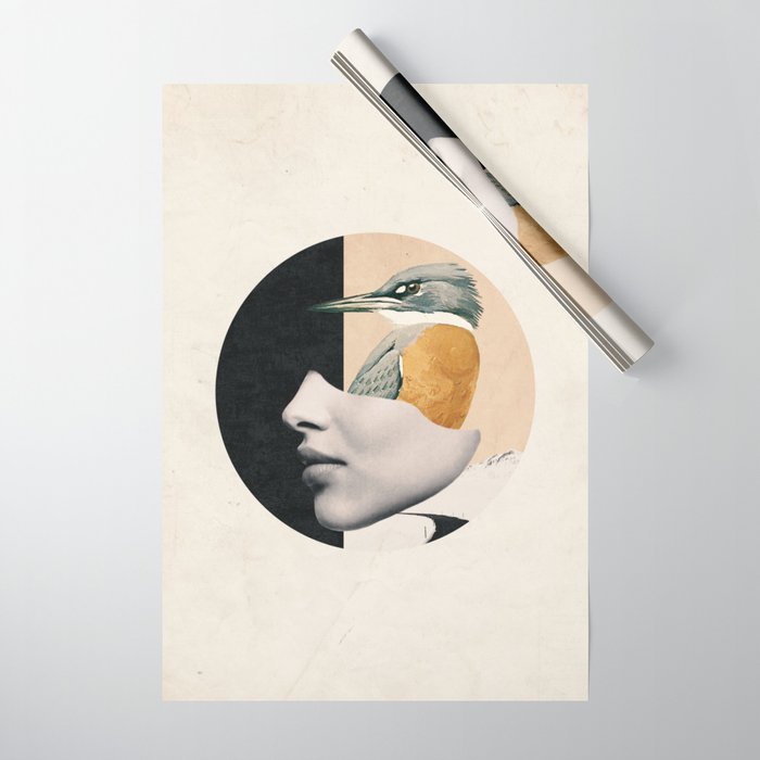 collage art / bird Wrapping Paper Gallery Image 1