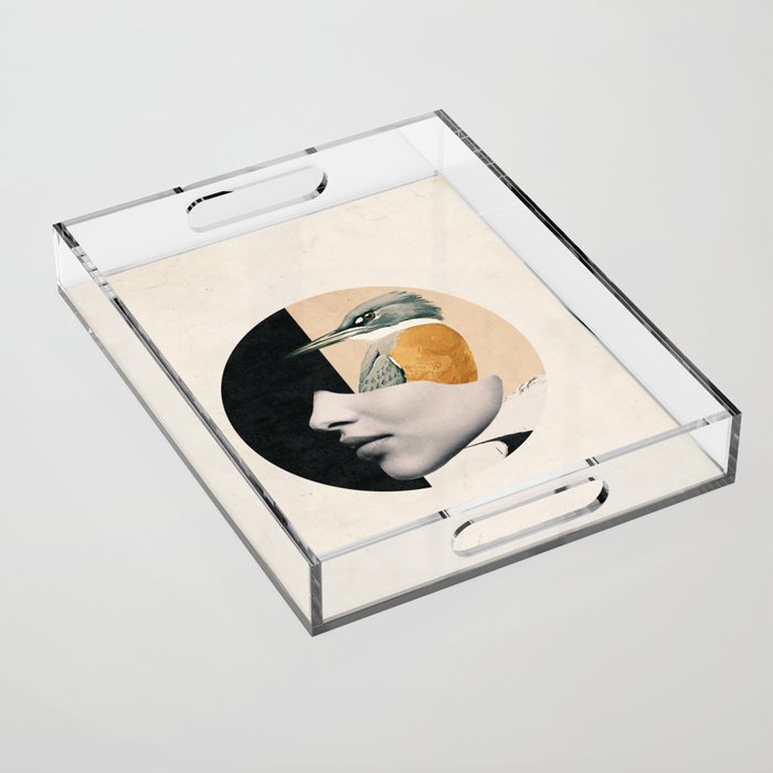 collage art / bird Acrylic Tray Gallery Image 1