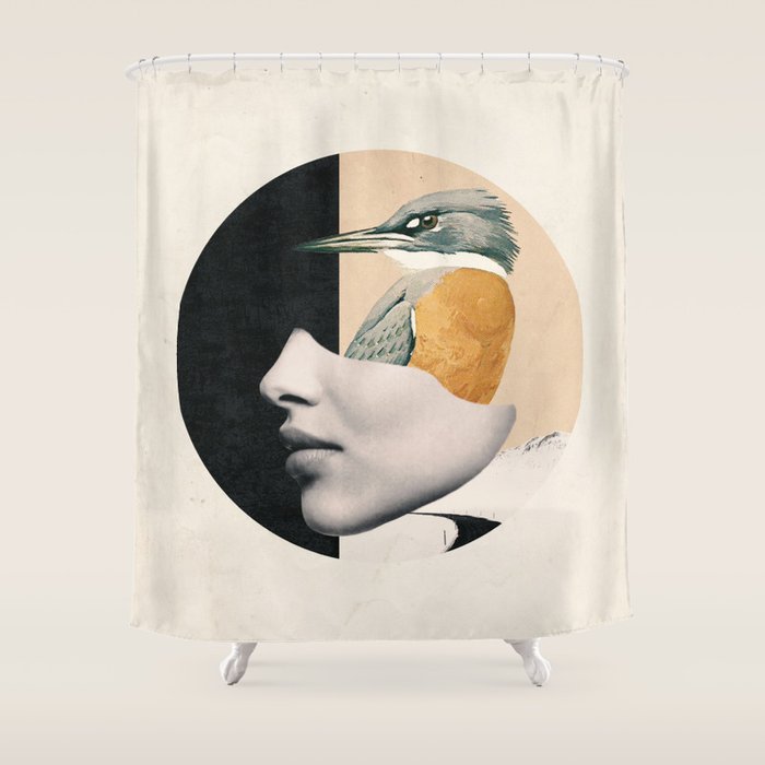 collage art / bird Shower Curtain Gallery Image 1