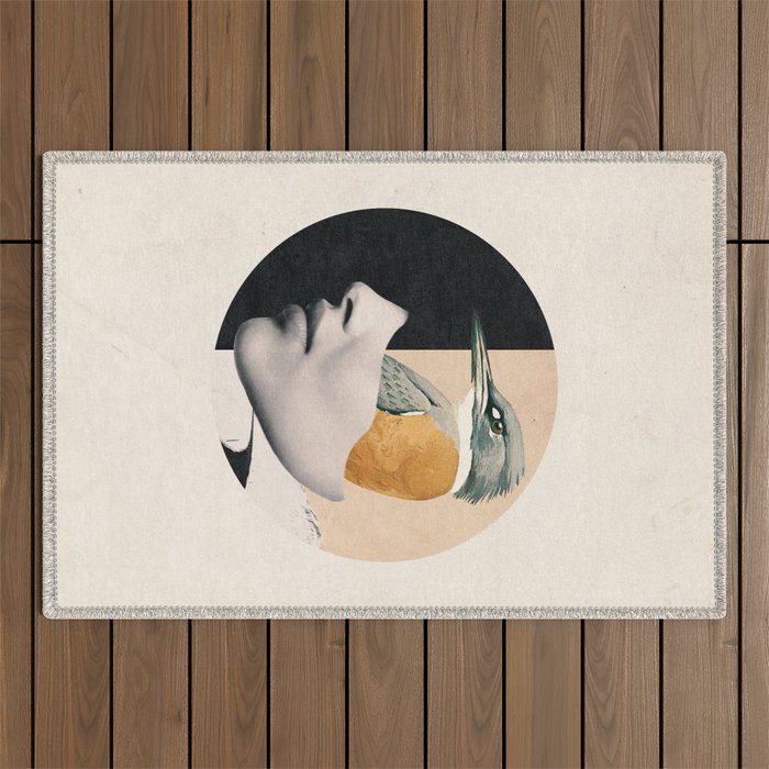 collage art / bird Outdoor Rug Gallery Image 1