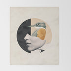 collage art / bird Throw Blanket Gallery Image 2