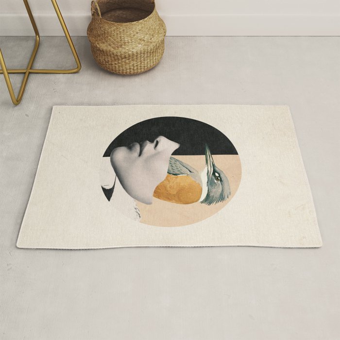 collage art / bird Rug Gallery Image 1