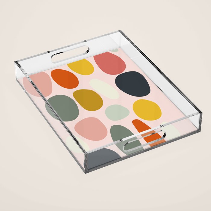 dots and pebbles mid century abstract Acrylic Tray Gallery Image 1
