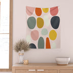 dots and pebbles mid century abstract Wall Tapestry Gallery Image 2