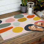 dots and pebbles mid century abstract Outdoor Rug Gallery Image 2