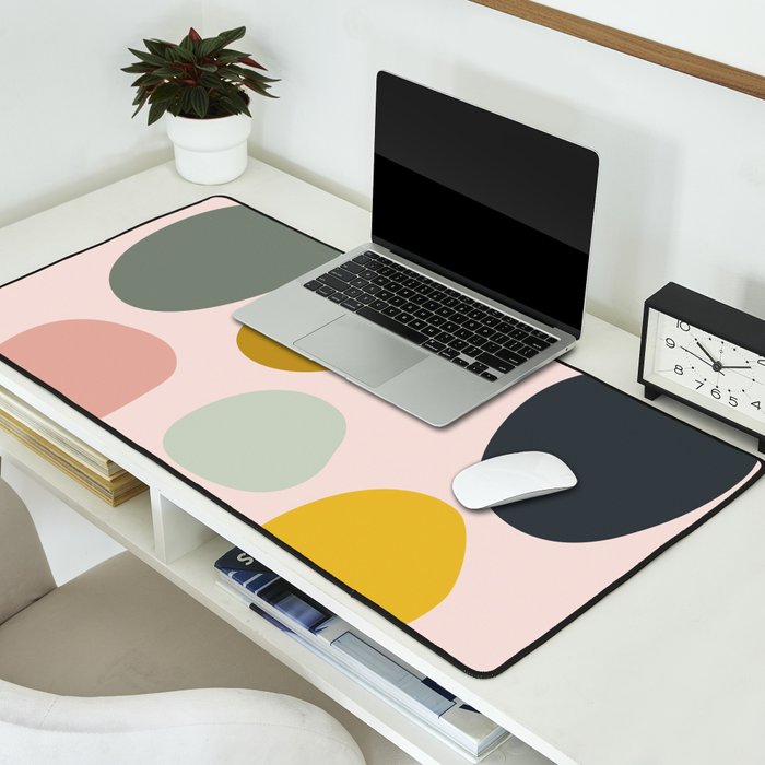dots and pebbles mid century abstract Desk Mat Gallery Image 2