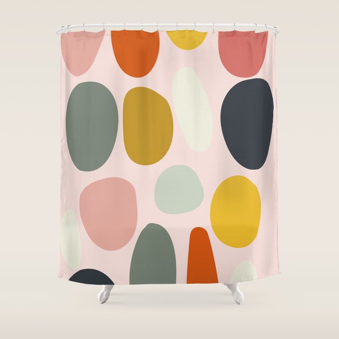 dots and pebbles mid century abstract Shower Curtain Gallery Image 1