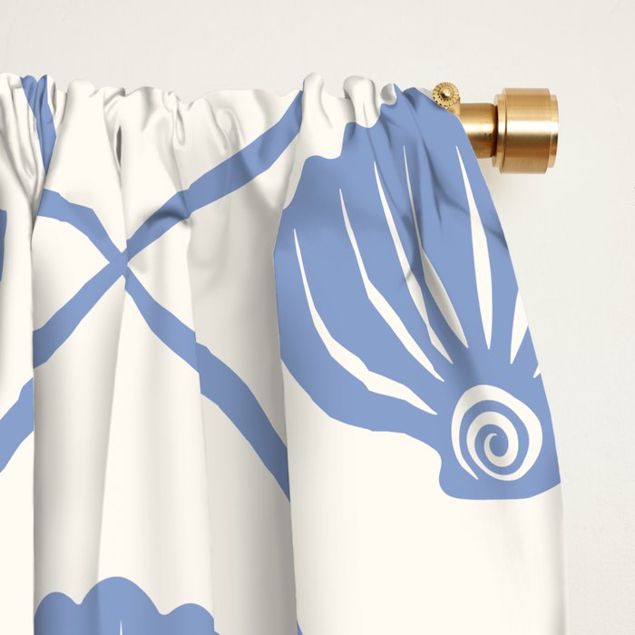 Coastal Ocean Blue Seashells Window Curtain Gallery Image 2