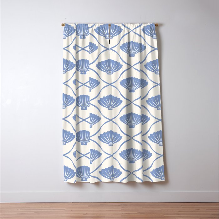 Coastal Ocean Blue Seashells Window Curtain Gallery Image 3