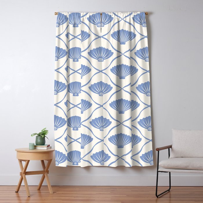 Coastal Ocean Blue Seashells Window Curtain Gallery Image 5