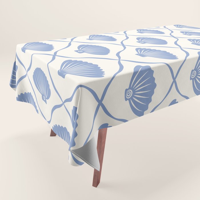 Coastal Ocean Blue Seashells Tablecloth Gallery Image 1