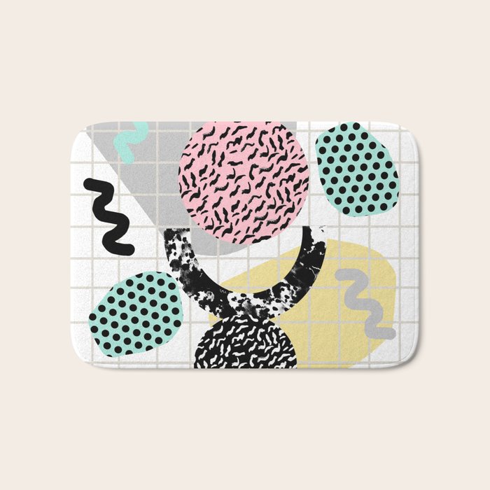 Righteous - abstract minimal throwback retro memphis style art decor wacka design Bath Mat Gallery Image 1