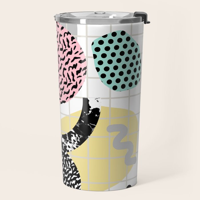 Righteous - abstract minimal throwback retro memphis style art decor wacka design Travel Mug Gallery Image 2