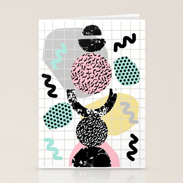 Righteous - abstract minimal throwback retro memphis style art decor wacka design Stationery Card Gallery Image 2