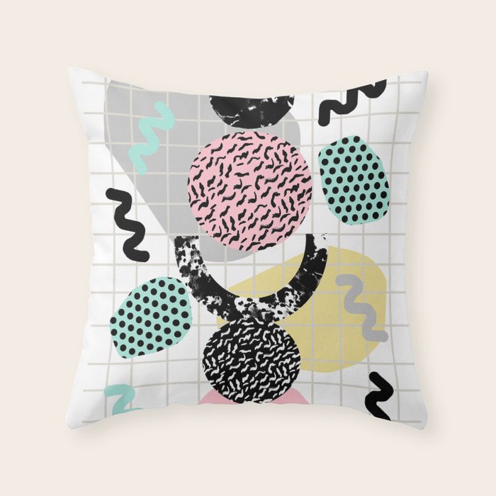 Righteous - abstract minimal throwback retro memphis style art decor wacka design Throw Pillow Gallery Image 6
