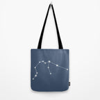Aquarius Zodiac Star Constellation Line Art Neutral Blue Tote Bag Gallery Image 2