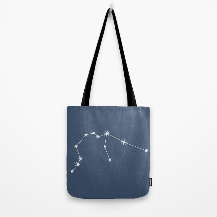 Aquarius Zodiac Star Constellation Line Art Neutral Blue Tote Bag Gallery Image 2
