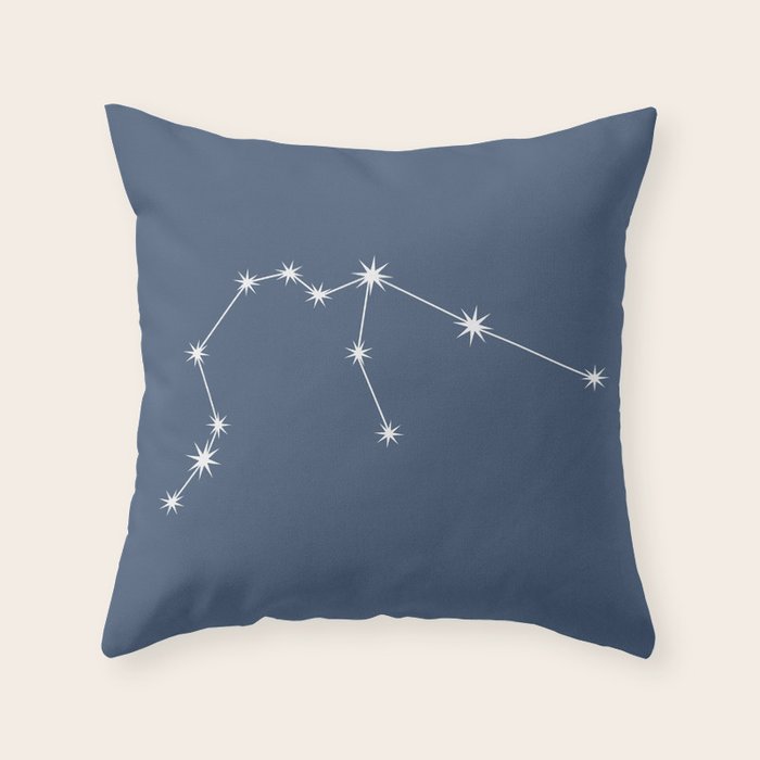 Aquarius Zodiac Star Constellation Line Art Neutral Blue Throw Pillow Gallery Image 6