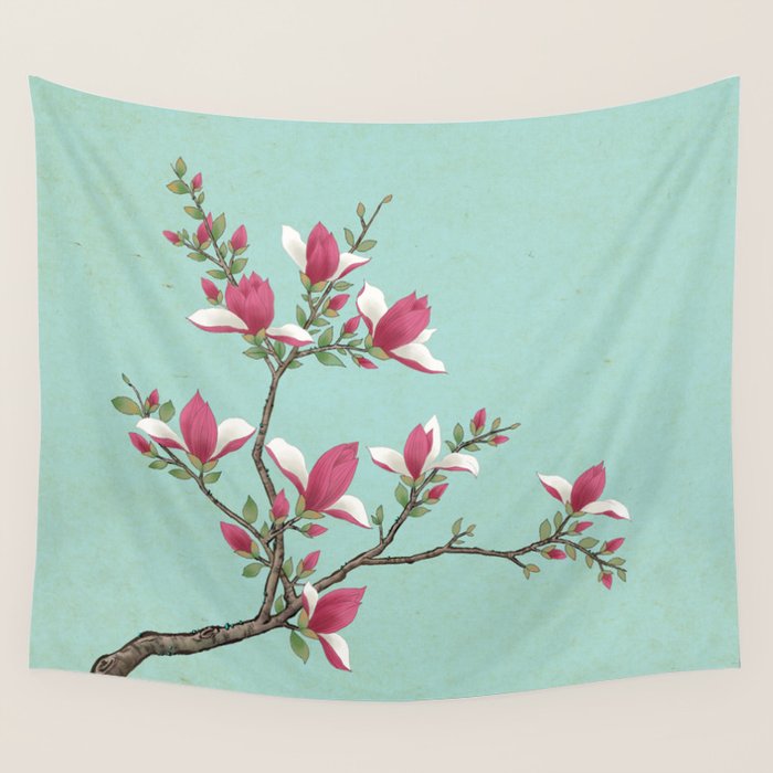 Magnolia : Minhwa-Korean traditional/folk art Wall Tapestry Gallery Image 4
