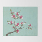 Magnolia : Minhwa-Korean traditional/folk art Throw Blanket Gallery Image 2