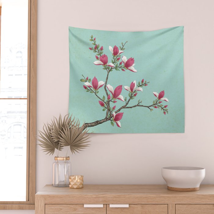 Magnolia : Minhwa-Korean traditional/folk art Wall Tapestry Gallery Image 2