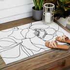 Minimal, Line Art, Floral Prints, Drawing Outdoor Rug Gallery Image 2