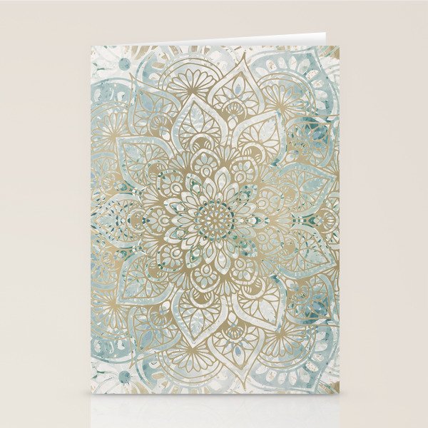 Mandala Flower, Teal and Gold, Floral Prints Stationery Card Gallery Image 2