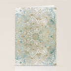 Mandala Flower, Teal and Gold, Floral Prints Stationery Card Gallery Image 2