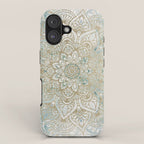 Mandala Flower, Teal and Gold, Floral Prints iPhone Case Gallery Image 1