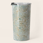 Mandala Flower, Teal and Gold, Floral Prints Travel Mug Gallery Image 3
