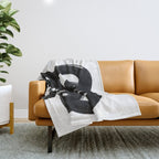 Knots Black & White Minimalist Ink Tribal Mid Century Pattern Dark Painting Pattern Throw Blanket Gallery Image 1