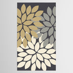 Bold Colorful Gold Ivory Charcoal Grey Dahlia Flower Burst Petals Tablecloth Gallery Image 2
