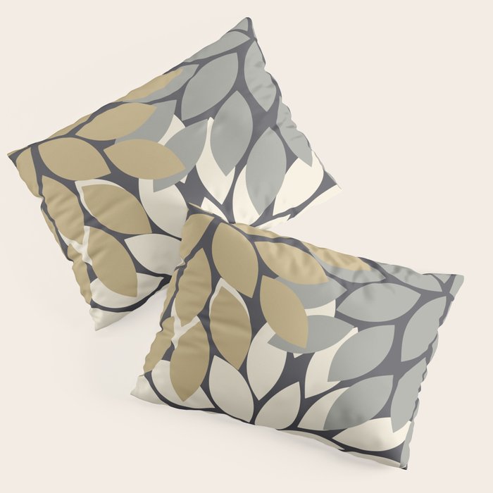 Bold Colorful Gold Ivory Charcoal Grey Dahlia Flower Burst Petals Pillow Sham Gallery Image 1