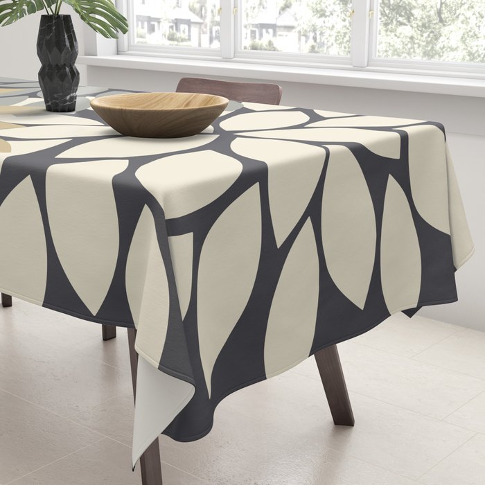 Bold Colorful Gold Ivory Charcoal Grey Dahlia Flower Burst Petals Tablecloth Gallery Image 3