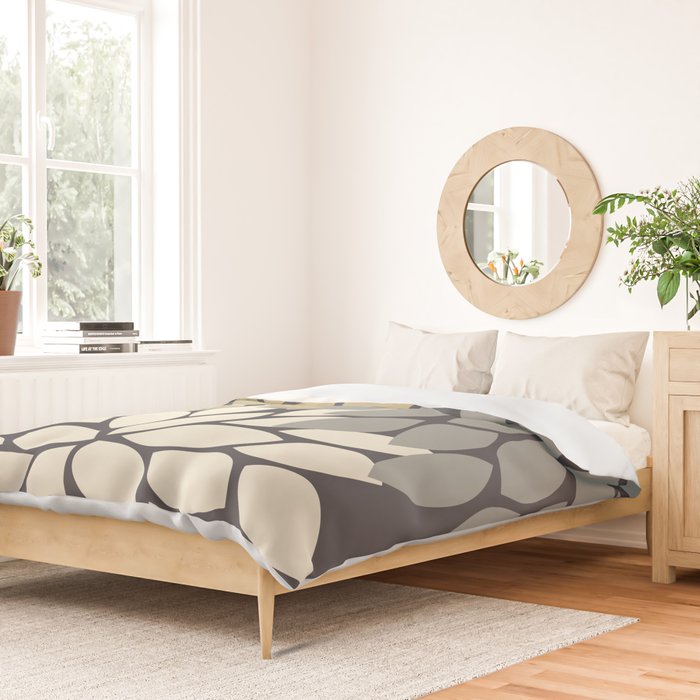 Bold Colorful Gold Ivory Charcoal Grey Dahlia Flower Burst Petals Duvet Cover Gallery Image 2