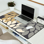 Bold Colorful Gold Ivory Charcoal Grey Dahlia Flower Burst Petals Desk Mat Gallery Image 2